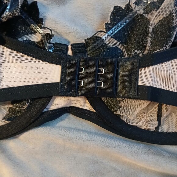 Ella M Women's Sheer Mesh and Black Lace Underwire Bra EUR Size 75 C    NWT - Picture 5 of 6